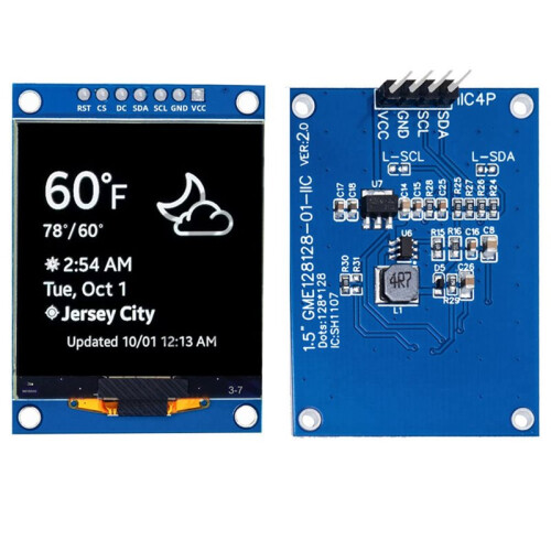 Módulo de Tela OLED Shield de 1,5 Polegadas (128x128), Display SPI I2C para STM32 e para Projetos Eletrônicos DIY com para 1