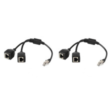 2X RJ45 Ethernet-Splitterkabel, 1 Mannelijk Naar 2 Vrouwelijk Ethernet-Connectorkabel Geschikt Cat5, Cat6 LAN Ethernet-Aansluitingsadapter