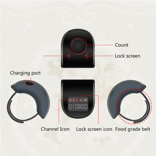 6X  Digital LCD Electronic Finger Ring Hand Tally Counter 6 Digit Rechargeable Counters Clicker-Black 1