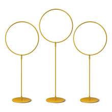 3 PCS Gold Metal Round Hoop with Stand Standing Golden Ring Centerpieces Large Goal Posts for Party
