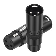 2-Pack XLR Mannelijke Naar Vrouwelijke Adapter, 3-Pins XLR Audiomicrofoonkabel Verlengadapterconnector