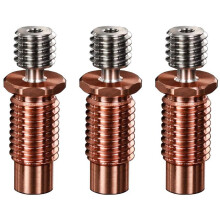 3X All-Metal Bi-Metal V6-TCrazy Heatbreak Titanium & Copper 3D Printer Nozzle Bimetal Throat for 1.75mm V6 Hotend Heater