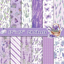 24 Sheets Scrapbook Paper 12inch X 12inch Double-Sided Bows Pattern Paper Decorative Decoupage Cardstock Lavender