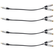 4X Adaptateur Plaque D'Or Metal Femelle Rca Vers Double Male 2 RCA,Decompositeur Stereo Cable Cable Audio Y (Rca F-2 Rca M) (1 Male Vers 2 Femelle)