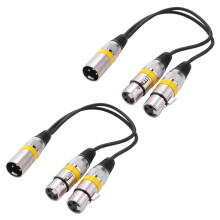 2X 30cm 3Pin Xlr Male to 2 Xlr Female Audio Extension Cable Y Splitter for Mic Mixer Recorder Dj Cable