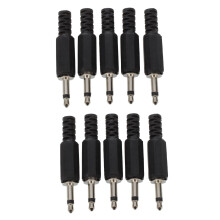 10 x Schwarzer Kunststoff 3.5mm Maennlicher Mono Stecker Buchse Audio Adapter Stecker