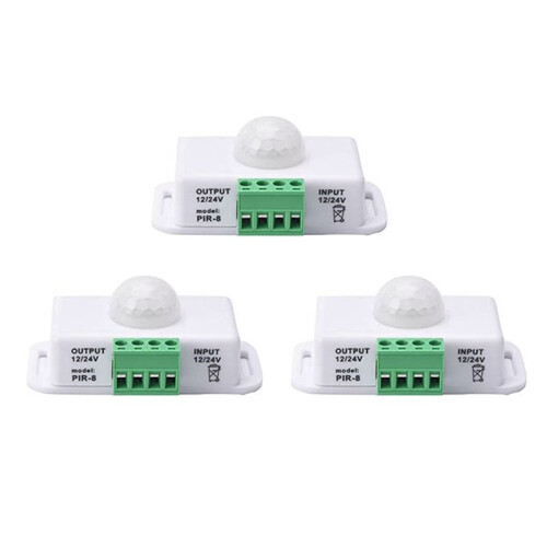 3X PIR Infrared Motion Sensor Detector,  12V-24V Strip Light Motion Sensor , for Cupboard Cabinet Stairs Kitchen