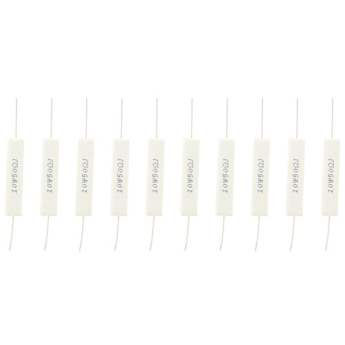 10 Pcs 10W 50 Ohm 5% Ceramic Cement Power Resistor 10 Watt