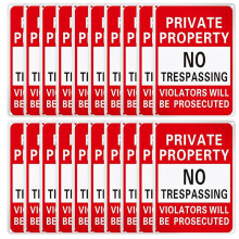 20Pcs Sign Metal Violators Be Prosecuted Sign Bulk Reflective Aluminum Suitable for Indoor or Outdoor Use B