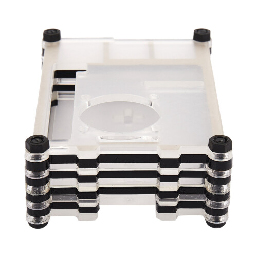 2X Cover Nel Acrilico Trasparente / Trasparente E Nero per Raspberry Pi 4 Modello B, con Ventola di Raffreddamento per Raspberry Pi 4B 2