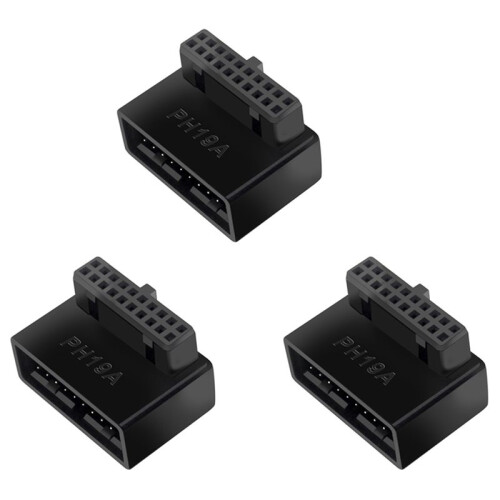 3X PH19A USB 3.0 Intern Header USB3.0 19/20P Socket 90 Degree Adapter Converter för Datormoderkort