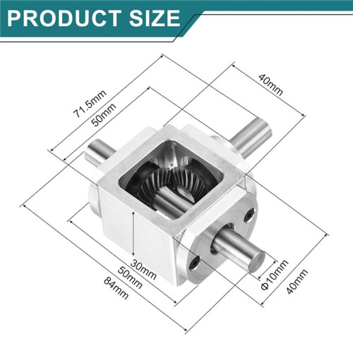 2X 90Degree Right Angle Bevel 1:1 Forward Double Output Shaft 1 Module 20 Teeth Bevel Gear Aluminum Frame DIY Module 2