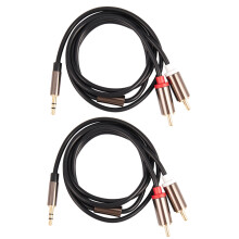2X Jack 3.5mm to 2 RCA Audio Cable AUX Splitter 3.5mm Stereo Male to Male RCA Adapter 2 Speaker Cable 1m