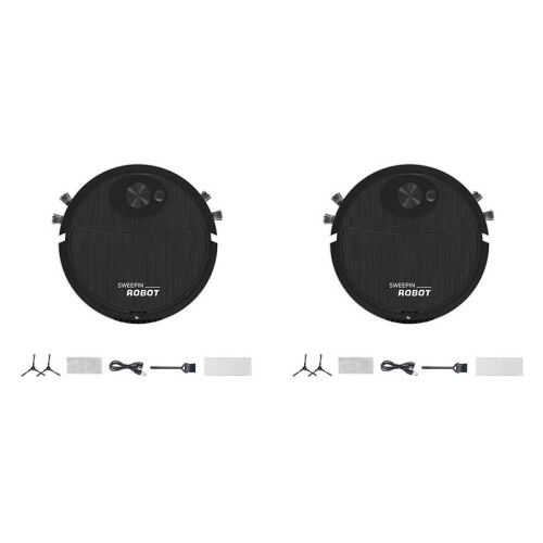 2X  Cleaning Sweeping Robot Automatic Vacuum Robot Ultra Thin Silent Cleaning Hard Floor Cleaning Machine,Black