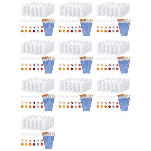 200 Strips 1200 Pots Empty Paint Strips and 200 Pieces Paint Brushes,Paint Cup Clear Plastic Storage Containers,3Ml