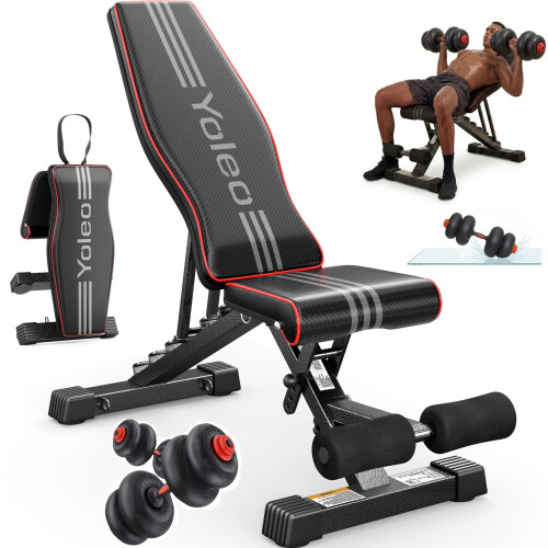 YOLEO Weight Bench Set with 5 in 1 Dumbbell Sets, Foldable Adjustable Workout Be