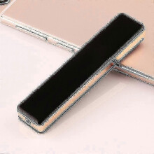 (Black) Electric Lighter Usb Rechargeable Flameless Windproof Slim Design With Usb Cable New
