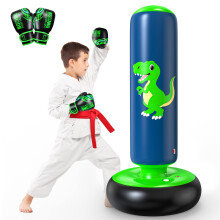 QPAU Inflatable Punching Bag, 48 Inch Stable Inflatable Boxing Bag for 3-6 Kids,Dinosaur Toy & Gifts for Boys and Girls, Kids Boxing Set for Practici