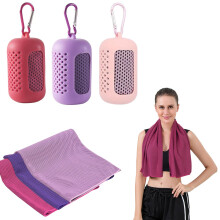 Gym Towels, 3 Pack Cooling Towel Soft Microfiber with Portable Silicone Sleeves, Breathable Instant Towels, Microfiber Soft Quick Dry Gym Towel for S