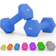 SPORTNOW Set of 2 Hex Dumbbells, Neoprene Weights Pair with Non-Slip Grip, Home Gym Fitness Training Equipment, 2 x 2kg, Blue