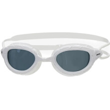 Zoggs Predator Adult Swimming Goggles (Smoke Lens, White - Regular) Womens & Mens Goggles Swimming Adult with UV Lens - Swim Goggles with Anti Fog, C