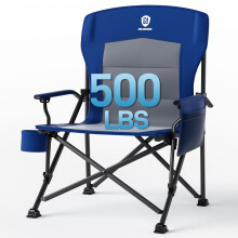 EVER ADVANCED Camping Chair for Adults Oversized 230KG, Folding Chair for Heavy People with Side Pocket, Heavy Duty Extra Wide Garden with Hard Armre