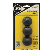Dunlop Squash Balls Pro Double Yellow, 3 Ball Blister Pack, Official Tournament Squash Ball