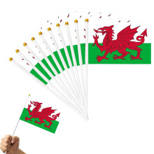 20PCS Welsh Hand Flags - Wales Dragon Handheld Flags with Pole Small Hand Waving Bunting for St David's Day World Cup Football Euro Football Sport Ev
