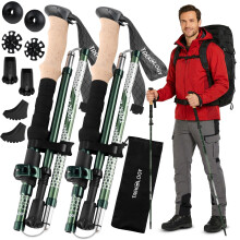 Trekology Trek-Z Collapsible Hiking & Trekking Poles - Balance Support for Seniors, Women, and Men, 2pc Per Set (Trek-Z Green, 115-135cm for Height: