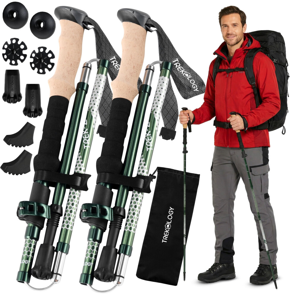 Photos - Trekking Pole Trekology Trek-Z Collapsible Hiking &  - Balance Support for Seniors, Women, and Men, 2pc Per Set (Trek-Z Gree