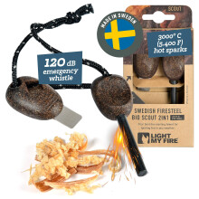 Light My Fire Swedish Flint Fire Starter Ferro Rod Survival Tools SCOUT Fire Steel Bushcraft Camping Gear Flint and Steel Fire Starter Kit 2-in-1 Fir