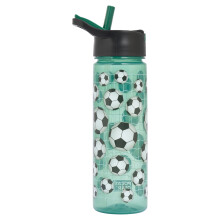 Polar Gear Goal Getter Kids Water Bottle, Green, 600ml, BPA Free, Flip Cap with Straw, Football Theme, 48+ Months
