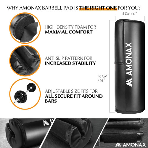 Amonax Hip Thrust Barbell Pad, Extra Thick Foam Padding 2