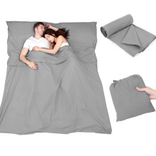 Plliocse Sleeping Bag Liner Travel Sheet Sleeping Bag, Double Size 160 x 210 cm Sleeping Bags Liners with Pillow Pockets for Adults, Travel, Hotels,