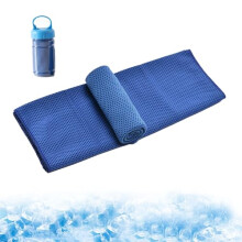 Cool Towel & Bottle, Cooling Towels For Neck, Soft Breathable, Fast Drying Bottle Cooling Scarf, Microfibre Cooling Cloth (Dark blue)