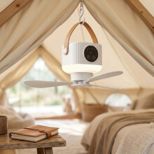 Solvio Portable Camping Fan with LED Light, 7200mAh Rechargeable Tent Fan, Remote Control & Timer, Detachable Blades, 4 Speeds Outdoor Fan for Car Ca