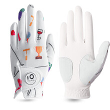 Golf Gloves Ladies Left Hand Right Cabretta Leather with Ball Marker Full Finger/Nail Colors Value Pack, Women Golf Glove Weathersof Grip for Perfect