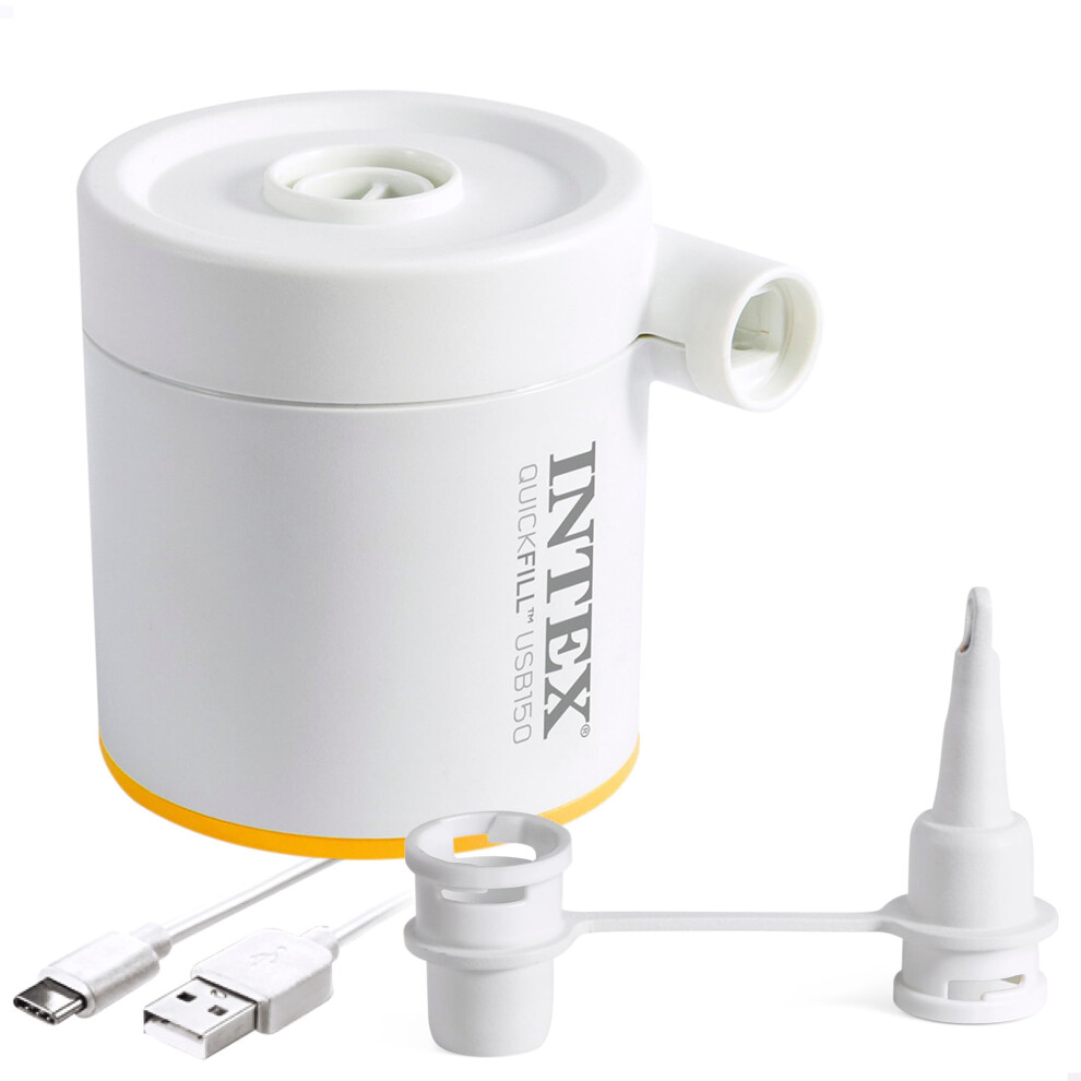 Intex Quickfill Usb150 Air Pump, Portable Usb Inflator And Deflator With 2 Interconnecting Nozzles, Lightweight Low Noise Air Pump For Indoor And Out