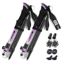 TANSTRIDER Trekking Poles for Hiking - Collapsible Lightweight 7075 Aluminum Hiking Sticks, 110-135 cm Adjustable Tri-Fold Walking Poles with Anti-Sl