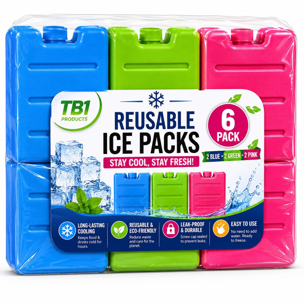 Photos - Other for Recreation TB1 6 Pack Freezer Blocks Ice Packs for Cool Bags, Lunch Boxes & Cooler Boxes, Reusable Ice Brick Cooling Packs for Camping,