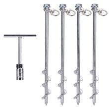 Ground Anchors Screw in - 12 Inch Set of 4 - Tent Stakes Heavy Duty - Trampoline Anchor Kit - Earth Anchor - Swing Set Anchors for Metal Swing Set -