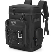 YOUNGOA 30L Cooler Backpack, Large Insulated Leakproof Picnic Backpack, Waterproof Cool Bag Rucksack for Camping/Hiking/BBQ, Black