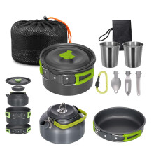 Lixada Camping Cookware Kit, Portable 2-3 People Camping Cooking Set Lightweight Non-Stick Camping Pot and Pan Set with Cups Spoon Fork Cutter for Ou