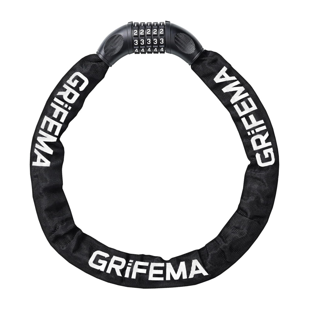 Grifema Gak1201-9 Bike Locks High Security, Bicycle Chain/Cycling Lock, 5 Digit Combination For Bike Cycle, Moto, Door, Gate Fence, 900Mm Length, Bla 5003955624289