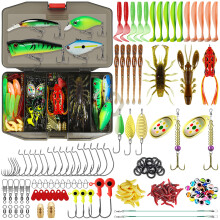 Truscend 110pcs Fishing Bait Rigs & Lures Kit - Economic/Premium Starter/Giftable Fishing Gear Set for Freshwater Fishing