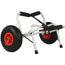 BREEZENEST Foldable Kayak Trolley Cart, 100kg Heavy Duty Aluminium Kayak Carrier with Pneumatic Tyres, Canoe Boat Transport Trolley, Universal Kayak
