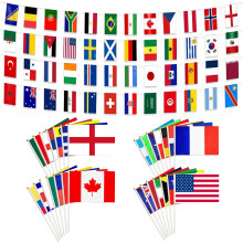 DONGTATA World Cup Bunting 2026 48 Countries Flags & 14 x 21cm Hand Held Flags Set with with 30cm Pole 15m International Flag Banner for Football Par