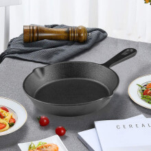 6 Inch Cast Iron Skillet, Frying Pan with Drip-Spouts, Pre-seasoned Oven Safe Cookware, Camping Indoor and Outdoor Cooking, Grill Safe, Restaurant Ch