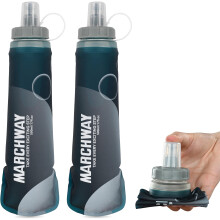 MARCHWAY Soft Hydration Flask with Wide Mouth, 300ml/500ml Collapsible TPU Water Bottle, Leakproof Portable Flexible for Running, Hiking, Cycling, Cl