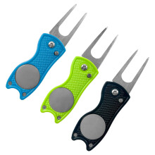 Lethra 3PCS Golf Pitch Repairer, Lightweight Mark Pitch Repair Tool, Golf Divot Tool with Magnetic Ball Marker and Pop up Button, Golf Gift for Profe